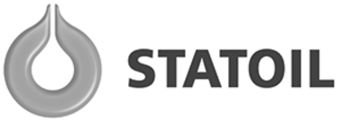 Logo for Statoil, der viser en dråbeformet symbol over navnet "STATOIL" i mørk skrift.